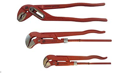 Hoga Zangen Set 3 tlg.: Rohrzange 1 / 1,5 mit S-Maul und Wasserpumpenzange 300 mm