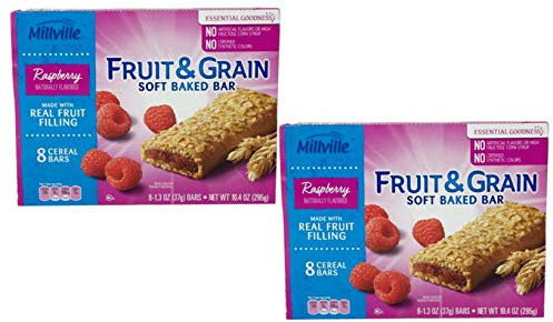 Millville Fruit & Grain Soft Baked Bar Naturally Flavored Real Fruit Filling: Raspberry - 16 ct.