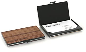 STREIFHOLZ - Visitenkartenetui aus Holz, personalisiert mit Gravur, Kartenetui für 15 Visitenkarten, Visitenkartenhalter als Geschenk für Männer & Frauen