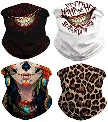 Freesiom Fascia Bandana,4 Pezzi Elastica Sciarpa Senza Cuciture Copricapo Scaldacollo Moto Sport Estivo Uomo Donna Fantasia Foulard Copricapo Sciarpa Corsa Ciclismo Running