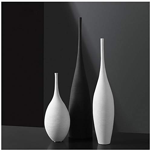 Lllunimon Set di Vaso in Ceramica Nera Bianca, Moderni Ornamenti minimalisti Soggiorno Decorazione della Decorazione Domestica,Set 3(B+C+E)