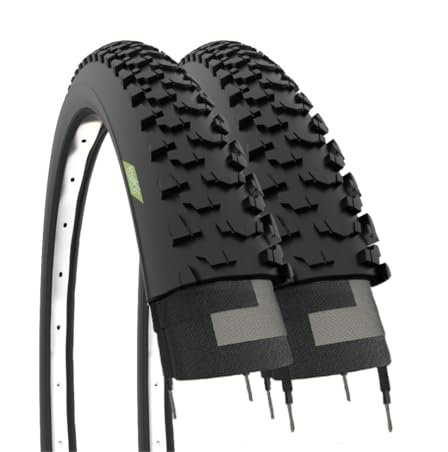 Ecovelò Unisex – Erwachsene 2 MTB Reifen 24 x 1.95 (50-507), Schwarz, Einheitsgröße