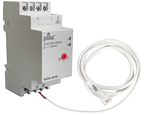 Plikc - Interrupteur crépusculaire modulaire avec sonde extérieure IP65 contact de 25 A - 3000 W - plikc SUN