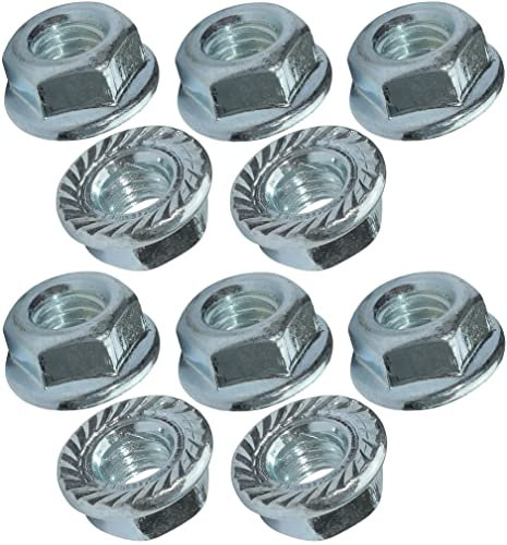 AERZETIX - C49643 - Set di 10 dadi esagonali con flangia/base dentata M6 Ø esterno 13mm - in acciaio al carbonio - controdado autobloccante