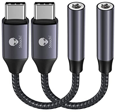 Stouchi USB C to 3.5mm Dongle Adapter, Type C Headphone Audio Jack Cord