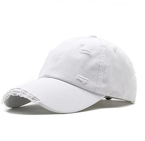 Durio Basecap Damen Baseball Cap Herren Kappe Vintage Unisex Freizeit Baumwolle Sonnenschutz Verstellbar Waschbar Outdoor Erwachsenen Weiß