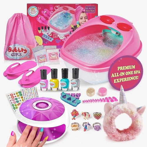 Kids Spa Day Kit for Girls, 42+ Piece Spa Toys Set with Waterfall Foot Spa, Nail Spa Kit, Pedicure Manicure Accessories, Perfect Spa Kit for Girls Ages 6 7 8 9 10 11 12, Fun Birthday or Christmas Gift