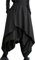 ellazhu Damen Harem Rock Hose Tiefem Schritt Elastischer Taille Weite Hose unregelmäßigem Saum GZ29 Schwarz
