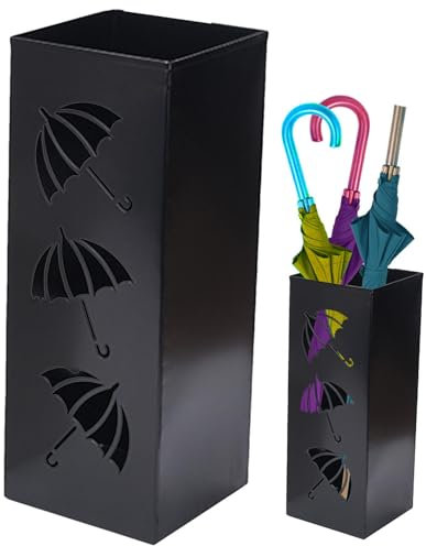 Benares Porte-Parapluie en Métal, Porte-Parapluie Autoportant, Porte-Parapluie pour Couloir, Panier De Rangement pour Parapluie, Bac Organisateur De Parapluie pour Cannes, Cannes