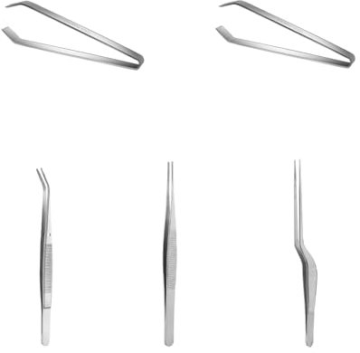 Eabdice 5 Pezzi Acciaio Inox Pinze Pinzette, Cucina Pinzette, Pinzette da Cucina in Acciaio, per la Iavorazione di Alimenti a Base di Pesce Come Lische, Carne