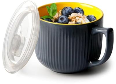 NUTRIUPS 900ml cuencos para microondas con tapa, cuenco con asas para sopa, ramen taza con tapa, soperas