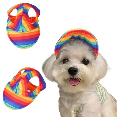 JRYGAC Protezione Solare Cappello per Cani, Cappello Cane con Fori per Orecchie, Estivo Cappellino Cane, Regolabile Cani Accessori per Animali Domestici di Taglia Media (Colori Arcobaleno)