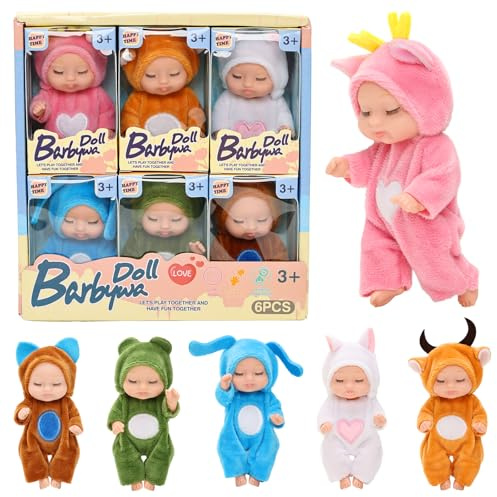 Miunana 6 PCS Mini Muñecas Renacer para Niños y Niñas - Juego de Muñecas Dormidas Lavables y Realistas (Estilo 4)