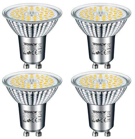 WSMCN GU10 10W Lampadine LED, Luce bianco neutro 4000K può sostituire la lampadina alogena PAR16 da 140W, AC230V 1050lm, 120° Angolo del Fascio, Illuminazione Lunga durata lampada faretti LED, 4 pezzi