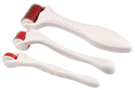 minkissy Set De Derma Roller 5mm/1mm/0.5mm Mango Rueda Rosa Kit De Cuidado De La Piel Facial y Corporal Reduce Flacidez Cicatrices y