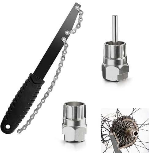 XINSUO Fahrrad Kettenpeitsche 3 Teiliges Set, Ketten Peitsche und Ritzelabzieher Fahrrad, Kassetten Abzieher Kit, Fahrrad Kassetten Werkzeug, Universal Fahrrad Kassette Entfernungs Werkzeug