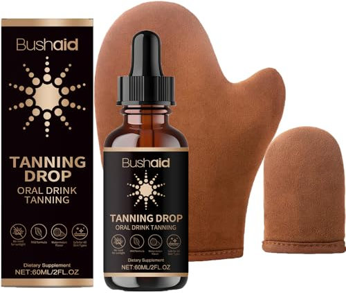 Tanning Drops,Selbstbräunungstropfen für Gesicht und Körper,Bräunungstropfen ohne Sonne verbessern Ihren Hautton gleichmäßige Bräune,Bräunungseffekt Selbstbräunungs mit Selbstbräuner handschuh 60ml