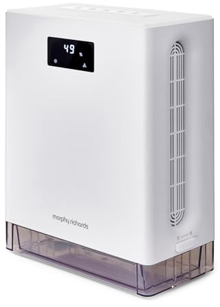 Morphy Richards PureFresh 3L/Day Dehumidifier, Sleep & Turbo Mode, Real-TIme Humidity Display, Timer, Ambient Lights, Auto Defrost, Bedrooms, Wardrobes, Kitchens, Caravans, and Window Sills, 822126