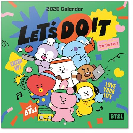 Grupo Erik Calendario 2026 pared BT21 - Almanaque pared 2026 : Planificador mensual Con espacio para Anotar, Ilustraciones y Fácil de colgar (30x30cm)