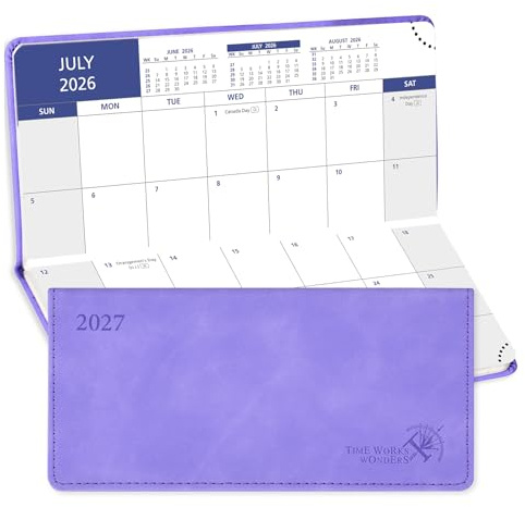 POPRUN Month to View Pocket Academic Diary 2026-2027 Slim Purse Size