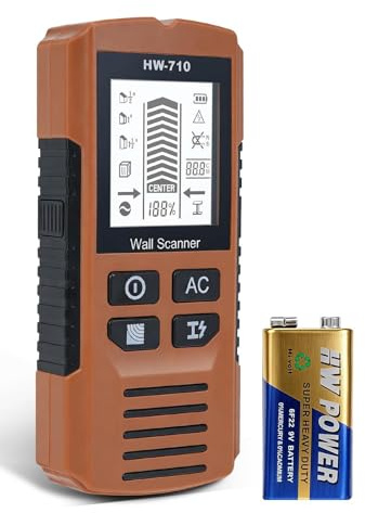 Fizzyo 5 In 1 Rilevatore Tubi e Cavi Elettrici, Rilevatore di Montanti da Parete con Schermo LCD e Allarme Acustico, Scanner da Parete per Rilevare Metallo/Legno/Cavi Nel Muro-Rilevatore Metalli Muro