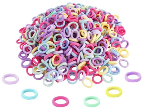 500 Pieces 2.3 cm X 6 mm Cotton Coloured Mini Baby Hair Bobbles | Small Hair Bands for Girls, Toddler, Kids, Soft and Supple Hair Ties for Hair Accessories, DIY Handmade, Styling and Design