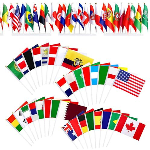 Iirlvior 48 petits drapeaux nationaux en polyester résistant, drapeaux à deux faces pour la Coupe du monde de football 2026