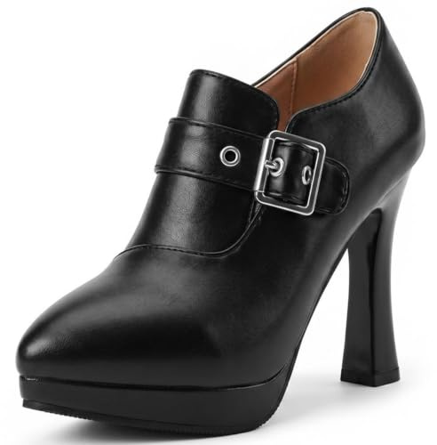 Bottines À Plateforme Statement Femme Bottines À Talon Aiguille Bout Pointu avec Détail Bride À Boucle Et Fermeture Éclair Latérale pour Shooting Mode Et Style Concert