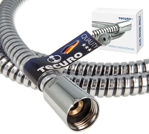 tecuro 125 cm Brauseschlauch ROYAL 1/2 Zoll Drehkonusmutter x 1/2 Zoll Rändelmutter, metalleffekt, Trinkwasser-Konform, KTW BWGL, DIN EN 1113