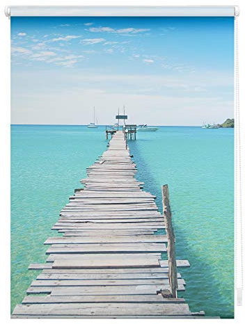 Lichtblick Klemmfix Verdunklungs-Rollo mit Motiv, ohne Bohren, Blickdicht, Seitenzugrollo, Made in Germany, EL Mar - Blau 120 cm x 150 cm (B x L)