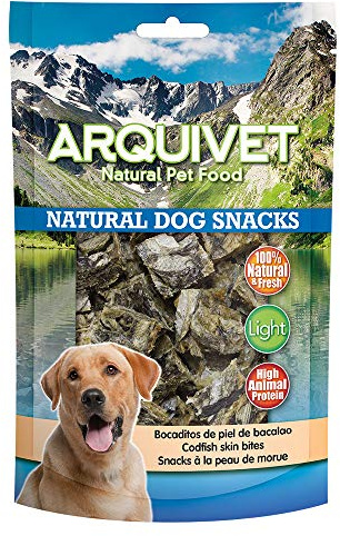ARQUIVET Snack pelle di merluzzo - 70 gr - Snack 100% naturali per cani - prelibatezze per cani - Prodotto leggero - Molto ricco di sostanze nutritive