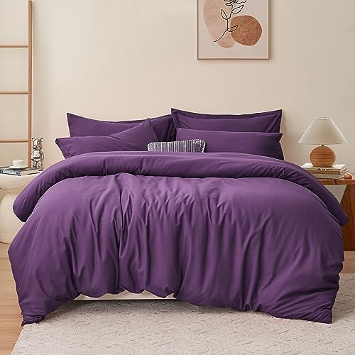 RUIKASI Purple King Size Duvet Cover Sets Bedding Set - Purple Duvet Cover Kingsize Bed Set with Zip, Soft Brushed Microfibre Duvet King Size Covers Set Quilt Cover with 2 Pillowcases