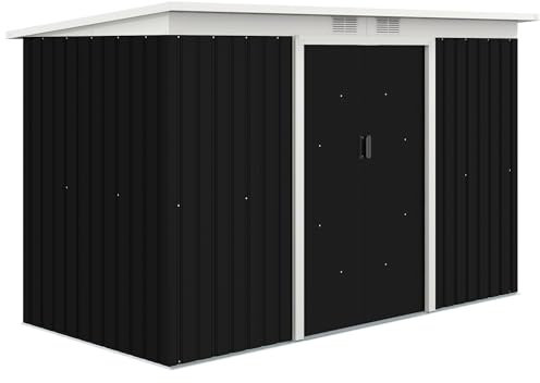 Outsunny 9ft x 4ft Metal Garden Shed Waterproof Dark Grey