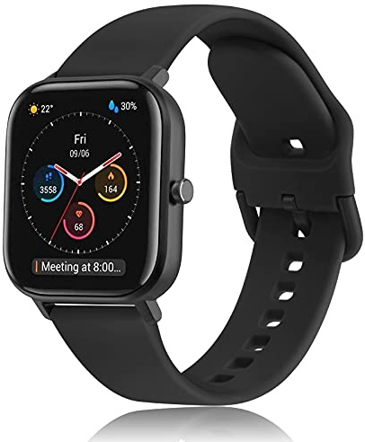 DEOU Correa para Amazfit GTS,20mm Silicona Suave Pulseras de Repuesto para Amazfit GTS 4 Mini/GTS 4/GTS 3/GTS 2/2 Mini/2e/Amazfit Bip 3 Pro/Bip U Pro/Bip S/GTR 42mm(Negro)