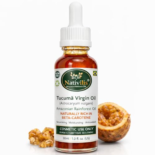 Nativilis TUCUMA OIL Amazonian Rainforest Collection hög koncentration Vitamin-A BETA-KAROTIN – hud och hårvård – närande, fuktgivande, antioxidanta egenskaper – Copaiba