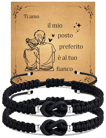 Cheerslife Regalo Coppia Bracciali Coppia Lui e Lei 1 Paio Regalo Fidanzato Fidanzata Marito Uomo Donna Regali di San Valentino Anniversario Compleanno per Lui e Lui Doppio Nero