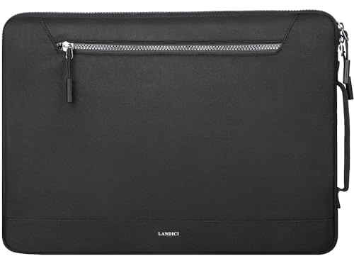 LANDICI 360°Protective Laptop Sleeve Case 13 13.3 Inch for MacBook Air 13 M1/M2/M3, MacBook Pro 13, Ipad Pro 13 2024, Waterproof Slim Computer Bag Cover with Handle,Black