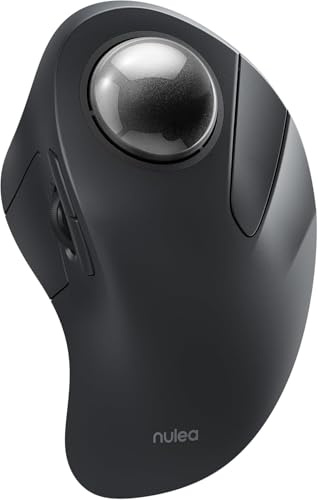 Nulea Ratón Trackball Ergonómico Inalámbrico, Recargable, Bluetooth, Trackball Dedo Índice 44mm, 5 dpi Ajustables, Compatible con PC, Portátil, iPad, Mac, Windows, Android