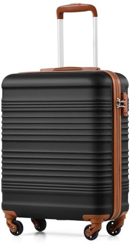 COOLIFE Kabinväska 55x35x20 cm för Ryanair flygbolag, handbagage/låtsgåge, lätt med TSA-lås och 4 hjul, 2-årsgaranti, Svart/brun, 55X40X20cm | Hård kabinbagage PC + ABS TSA-lås 4 hjul + resväska – perfekt för kortare vistelser, resor och helger