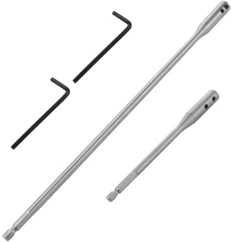 4 Pieces 1/4 Drill Bit Extension Set, High-Carbon Steel Spade Bit Set, 6 and 12 Inches Spade Drill Bit Extension with 2 Pieces Key for Wood Turners Furniture Carpentry and Construction