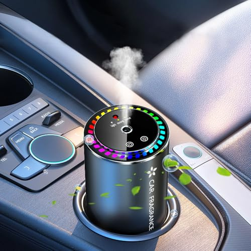 OBEST Désodorisant de Voiture avec Lampe LED, Diffuseur Parfum de Voiture, Concentration Réglable, Diffuseur d'Arômes Accessoire de Voiture de Luxe, Lumière D'ambiance Silencieuse, Sans Parfum