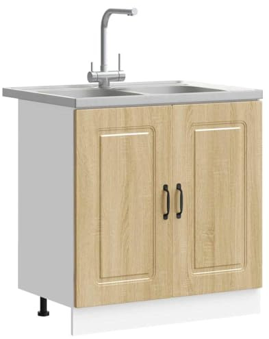 vidaXL Mueble de Cocina Kalmar Roble Sonoma 80 x 46 x 81,5 cm, Gabinete Rectangular Moderno, Mueble Resistente para el Comedor, Madera de ingeniería, Organizador Interior