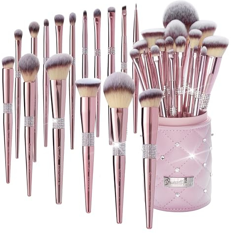 Bueart Design 16Pcs Makeup Brushes Set with Elegant Design Holder Case,Premium Ultra Soft Professional Make up Brushes for Foundation,Blush,Powder,Highlighter,Contour,Eyeshadow