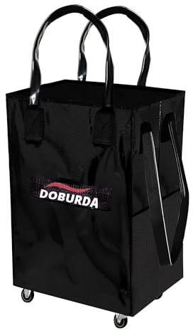 DOBURDA Reusable Grocery Bag On Wheels,Rolling Tote, Shopping pulley, rolling duffle bag with footïŒCollapsible Grocery Bag Tote, travel case, Storage Box,69 lb Capacity (Black, Medium)