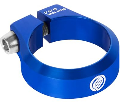 FIFTY-FIFTY Collier de Selle Vélo, Collier de Tige de Selle Alliage d'Aluminium 28.6/29.8/31.8/34.9/36.4/38.6mm pour VTT Vélo Route (29.8mm, Bleu)
