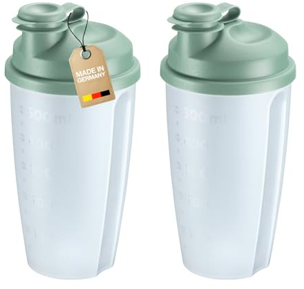 Westmark 2 bicchieri per mescolare e agitare con scala graduata – Pratico shaker con disco di miscelazione rimovibile e beccuccio richiudibile, 0,5 l, plastica senza BPA, 243522EM