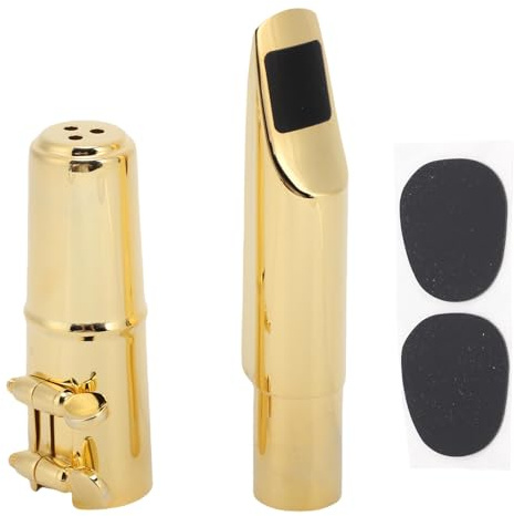 Embout de saxophone ténor, embout en métal en laiton avec capuchon pour accessoires à vent en bois plat pour débutants et joueurs professionnels