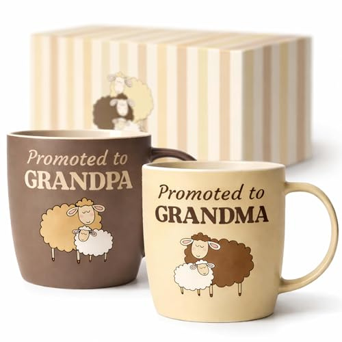 Triple Gifffted Promoted to Grandparents kaffemuggar för nya bästa mormor och morfar att vara, gåvor idéer första gången morföräldrar, baby avslöjar graviditetsmeddelande, juldag, keramik 375 ml