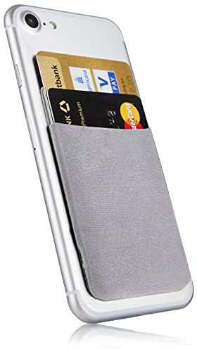 MyGadget Cartera para Funda Móvil - Tarjetero Adhesivo para Smartphone - Porta Tarjetas de Crédito con Bloqueo RFID - Bolsillo Card Holder - Gris Oscuro
