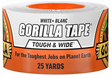 Gorilla Tape Tough & Wide, White Tape, 2.88 x 25 yd (Pack of 1) - Heavy Duty and Weather Resistant for Indoor or Outdoor